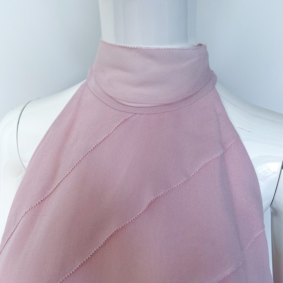 $540 | NWT | Luisa Spagnoli Silk Sleeveless Chiffon Mock Neck Top Blouse Bow Tie - Picture 15 of 16